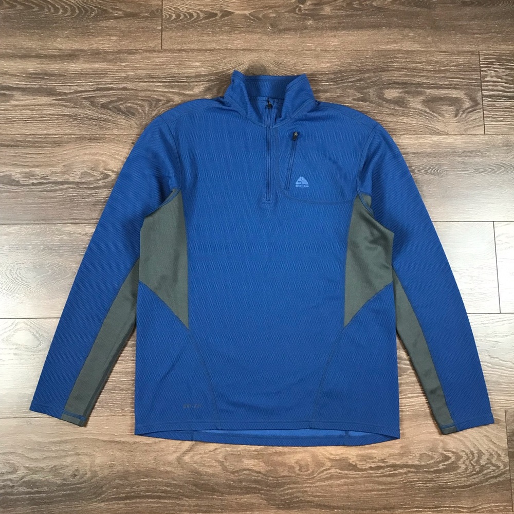 Nike Dri-FIT ACG Men’s Blue & Gray 1/4 Athletic Gym Activewear Pullover Sz Large